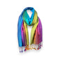 Regenbogen Schal » Sommer Damen 175x70cm » leichter Sommerschal » buntes Halstuch mit Fransen » Damenschal weich & dünn » Fransenschal für Frühling, Sommer & Herbst