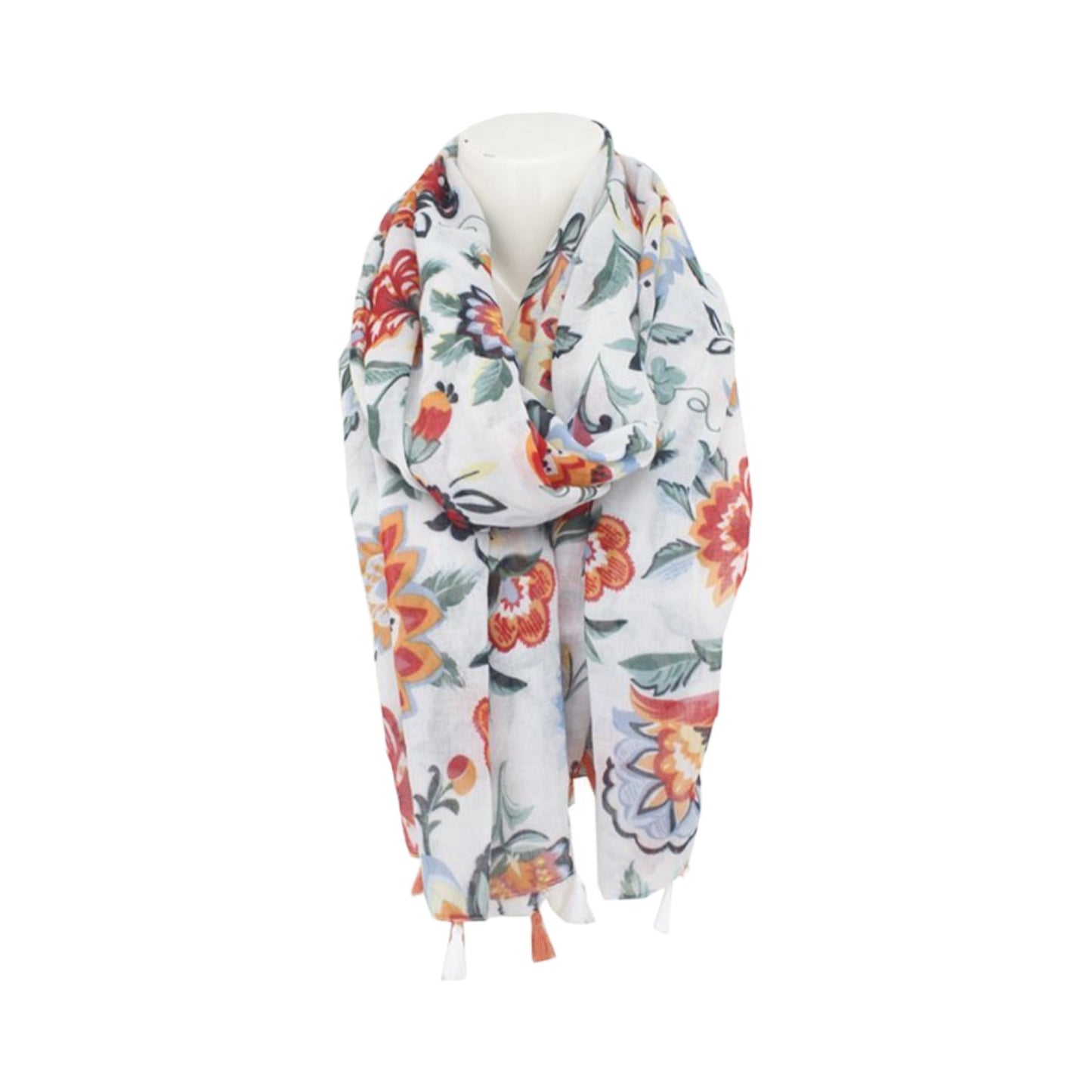 Sommer Damen Schal Blumen » leichter Sommerschal 180 x 80 cm » Halstuch mit Blumenmuster » Damenschal weich & dünn