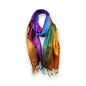 Regenbogen Schal » Sommer Damen 175x70cm » leichter Sommerschal » buntes Halstuch mit Fransen » Damenschal weich & dünn » Fransenschal für Frühling, Sommer & Herbst