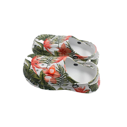 Damen Clogs Blumen » günstige Damenschuhe » Badeschlappen mit Blumenmuster » Sommer Garten Schuhe & Garten Schuhe » Badelatschen mit Riemen und Cut-Outs