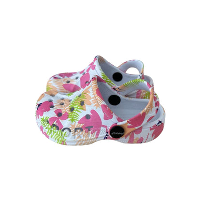Kinder Clogs mit Blumenmuster » günstige Kinderschuhe » Kinder Badeschlappen » Schuhe für Kleinkinder » Badelatschen mit Riemen und Cut-Outs