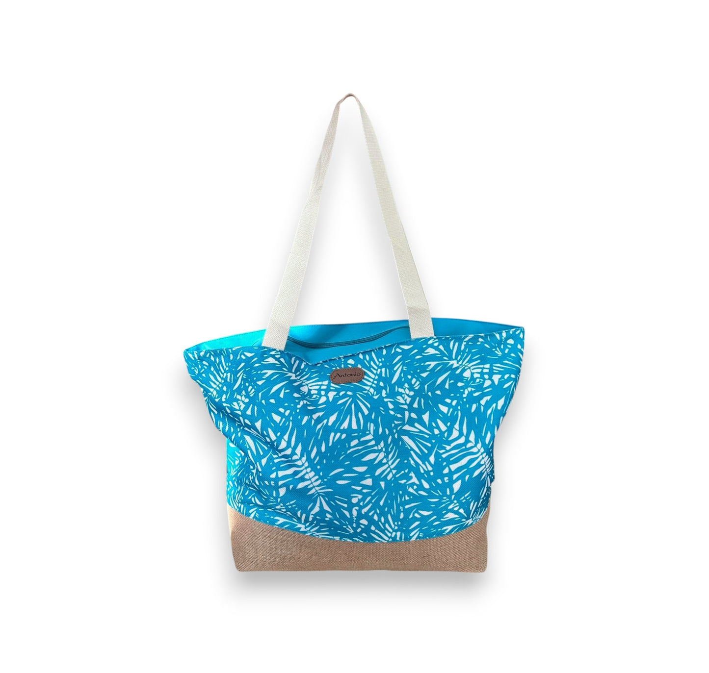 XL Strandtasche » Sommer Tasche Palmenblätter Aruba » große Familien Handtasche ca. 53 x 34 cm » Palmenblatt Optik Tasche » Badetasche mit Reißverschluss