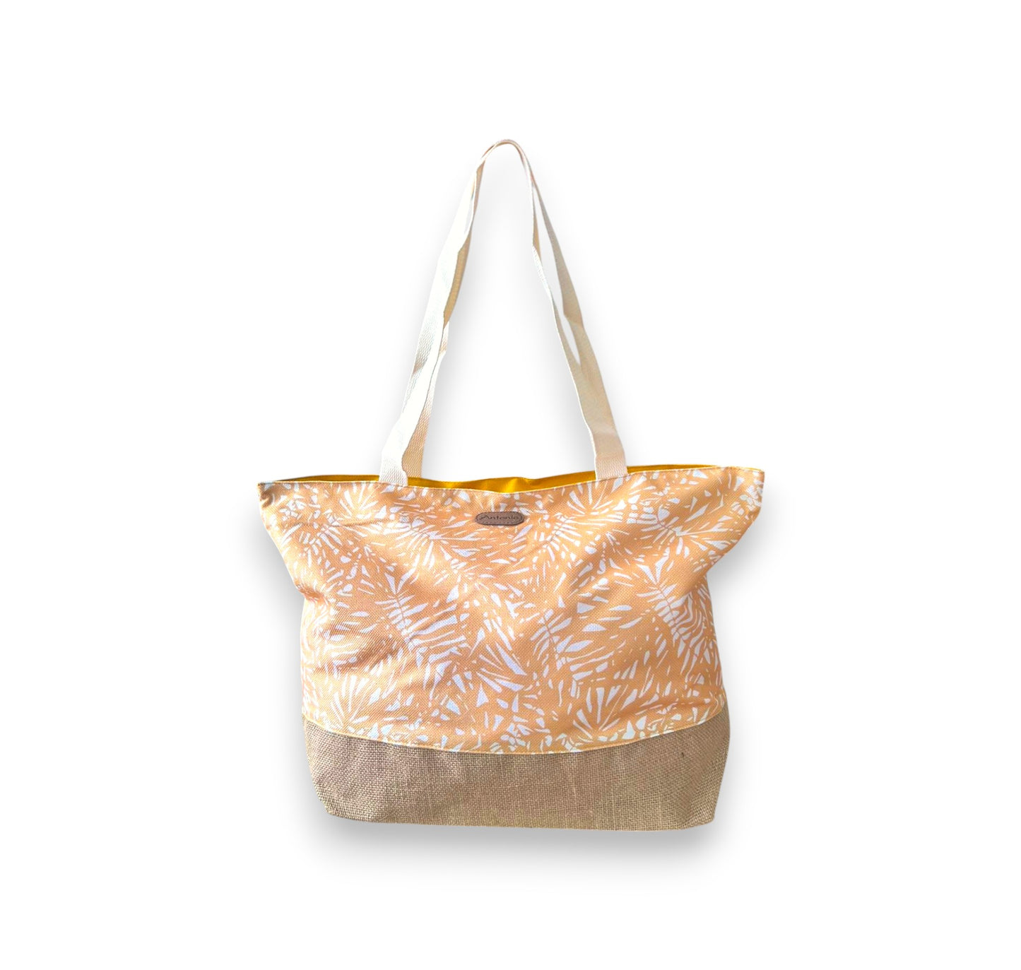 XL Strandtasche » Sommer Tasche Palmenblätter Aruba » große Familien Handtasche ca. 53 x 34 cm » Palmenblatt Optik Tasche » Badetasche mit Reißverschluss