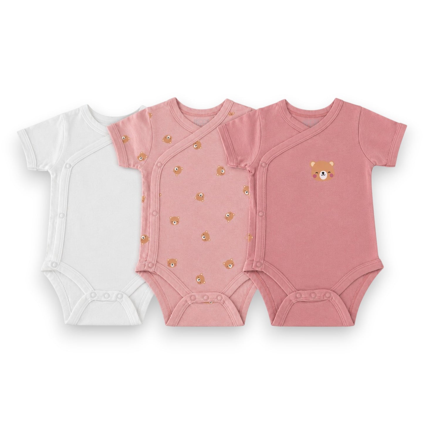 Baby Body Kurzarm » Kurzarmbody » Wickelbody 3er Pack » Strampelanzug / Strampler 100% Baumwolle