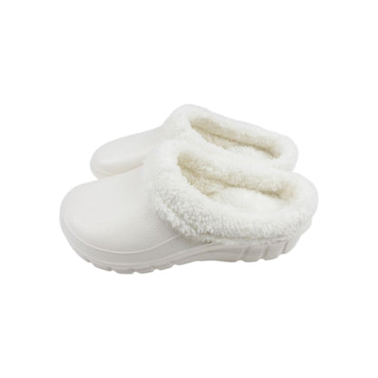 Damen Clogs » Hausschuhe mit Teddy Kunstfell » Damenschuhe » gefütterte Slipper » Winter & Herbst Garten Schuhe