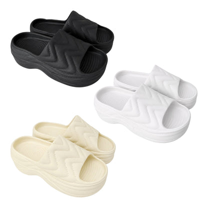 Damen Pantoletten » Badelatschen mit Wellenmuster » Badeschuhe mit dicker Sohle » Slipper