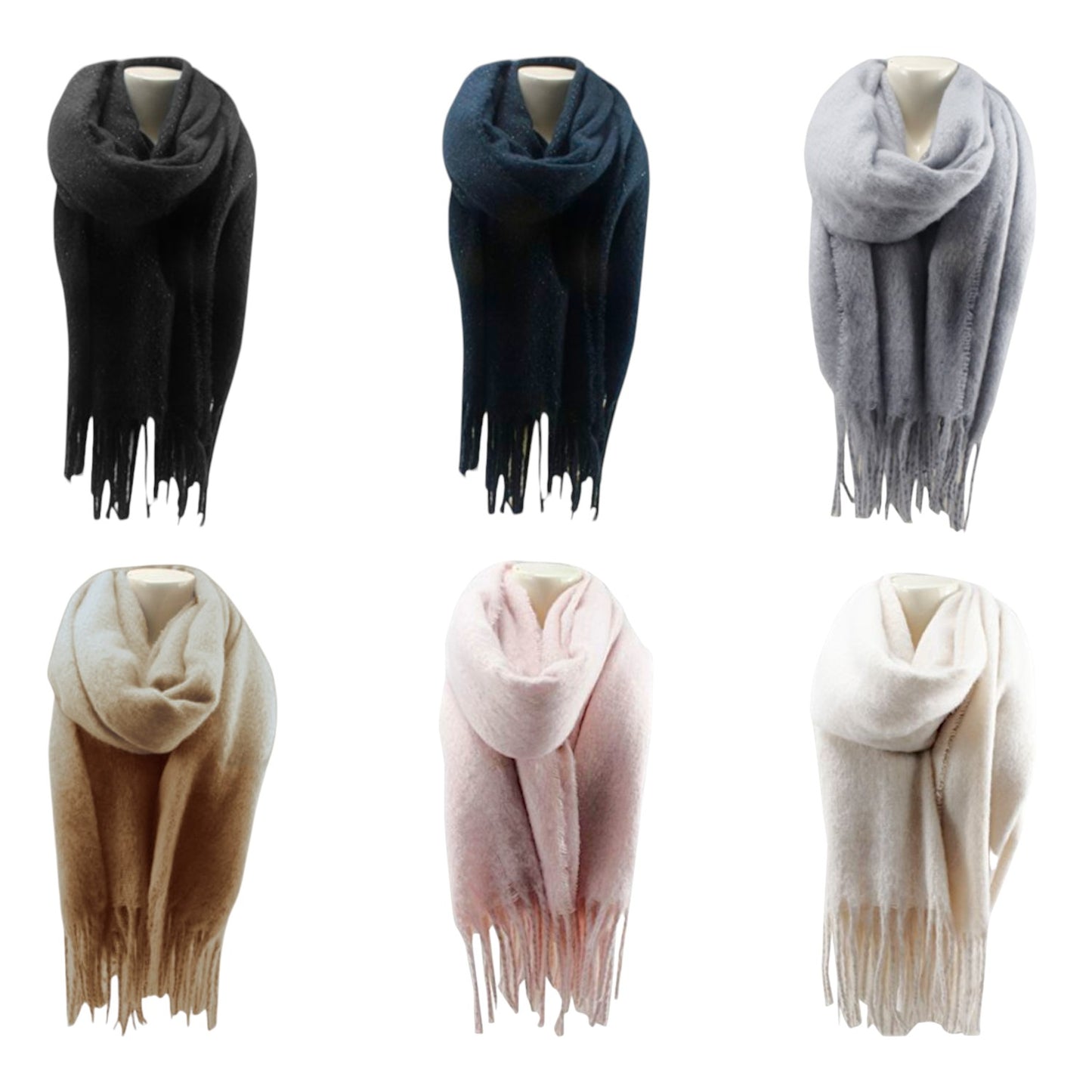 Winter Damen Schal » Winterschal Cashmera Soft Lurex » Fransenschal 180 x 60 cm » warmer Damenschal mit Fransen & feinen Glitzerfäden