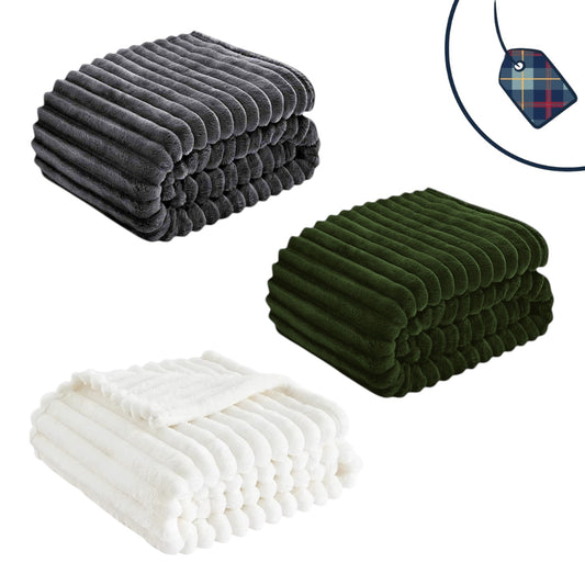 Premium Kuscheldecke in Cord Optik » Wohndecke 150 x 200 cm » Tagesdecke » dicke Wohndecke 450 gsm