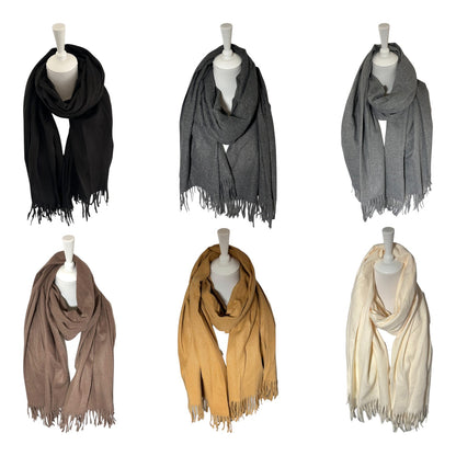 Winter Damen Fransenschal » XL Damenschal » weiches Cashmera » Winterschal 180x68cm