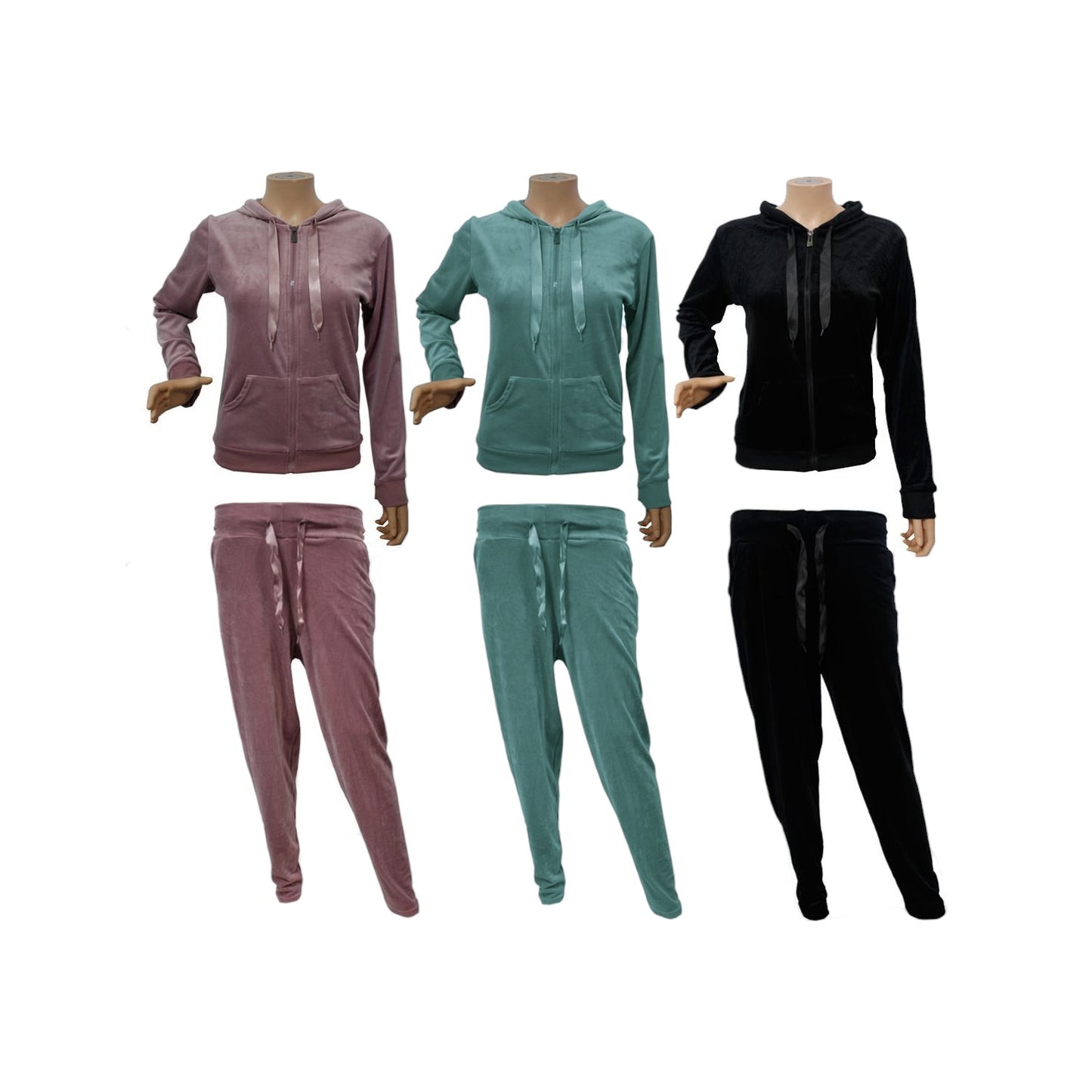 Damen Sport Set » Wohlfühlanzug aus Samt » Jacke und Jogging Hose mit Taschen » Trainingsanzug & Pyjama » Homewear & Loungewear