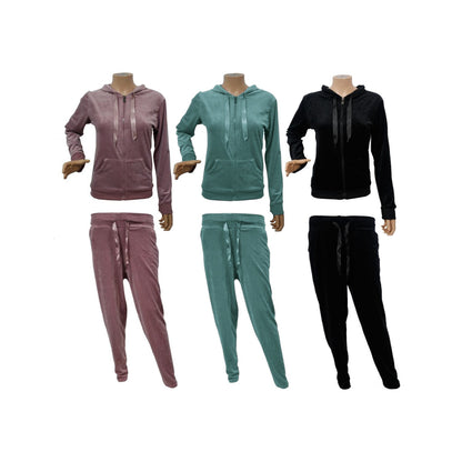Damen Sport Set » Wohlfühlanzug aus Samt » Jacke und Jogging Hose mit Taschen » Trainingsanzug & Pyjama » Homewear & Loungewear