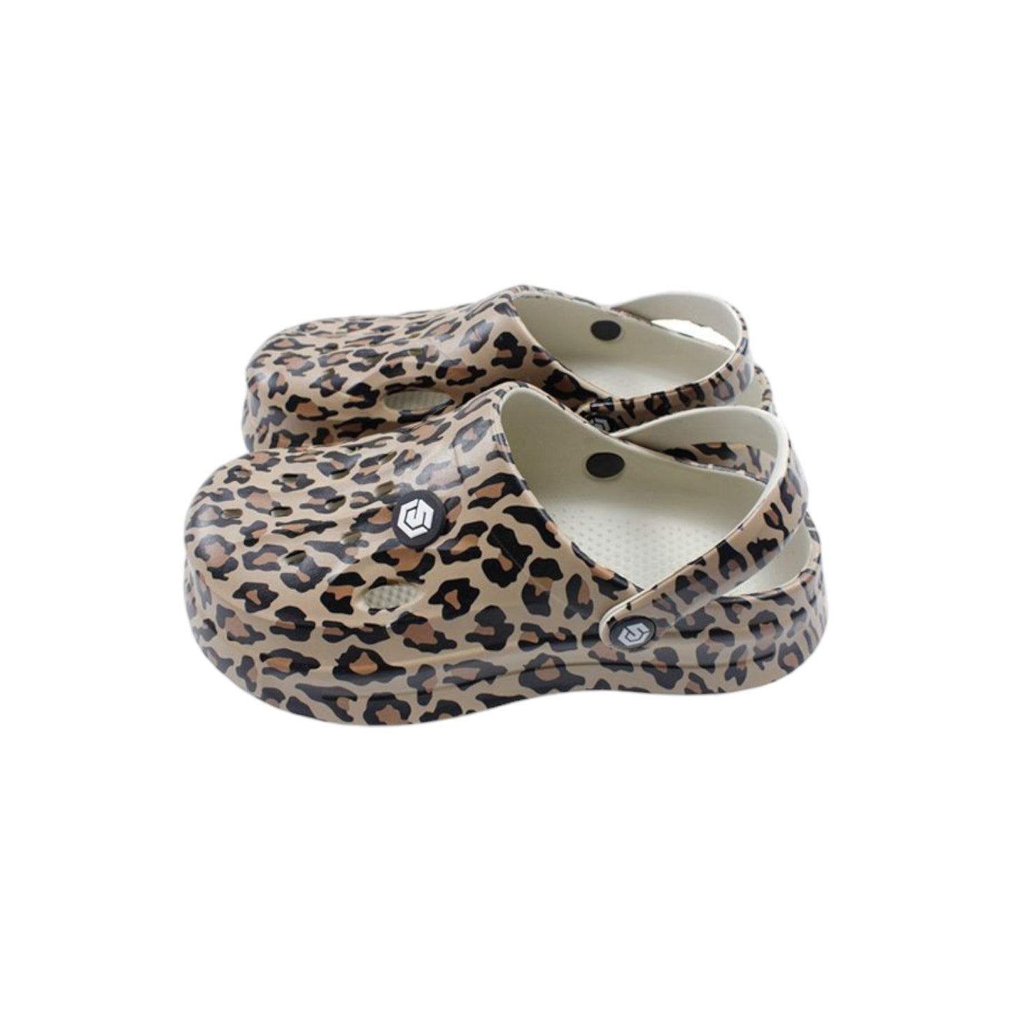 Damen Clogs Leo » günstige Damenschuhe » Clogs mit Leoparden-Muster » Sommer & Frühling Garten Schuhe mit Riemen und Cut-Outs