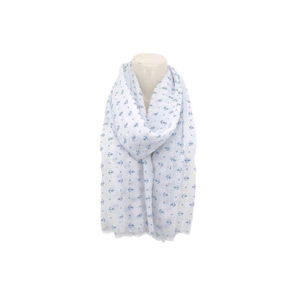 Sommer Damen Schal » Maritimes Design » leichter Sommerschal 180 x 70 cm » Halstuch mit Ankern » Damenschal weich & dünn