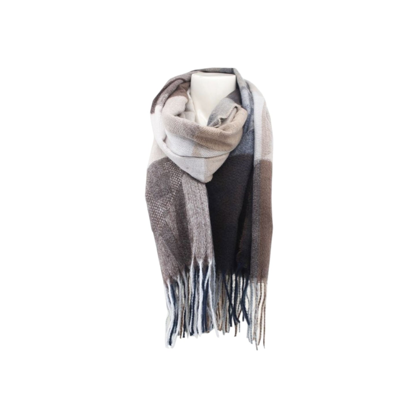 Winter Damen Schal » Cashmera Soft » Winterschal Karo Muster » Damenschal » Fransenschal 180 x 65 cm