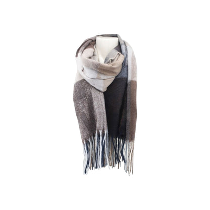 Winter Damen Schal » Cashmera Soft » Winterschal Karo Muster » Damenschal » Fransenschal 180 x 65 cm