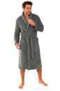 Premium Bademantel Eden » weiches Korallenfleece 350 g/m² » langer Saunamantel mit aufgesetzten Taschen » Morgenmantel 116 cm lang » unisex in Grau