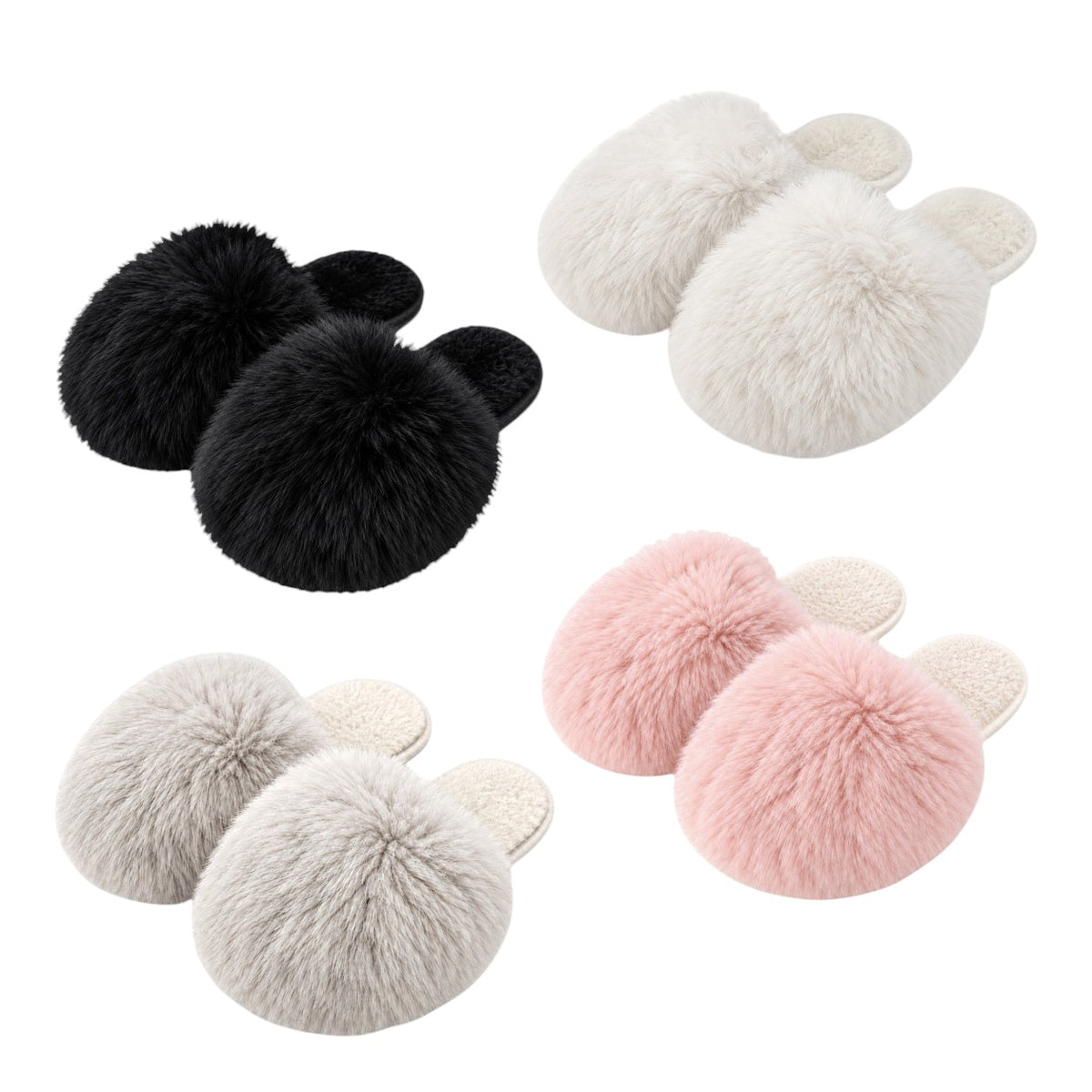 Fluffy Damen Hausschuhe mit Fell » Damenschuhe mit Kunstfell » Flauschige Schlappen » warme Pantoffeln mit Kunstpelz