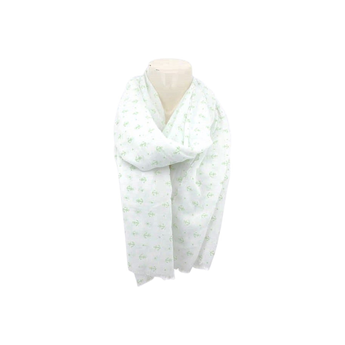 Sommer Damen Schal » Maritimes Design » leichter Sommerschal 180 x 70 cm » Halstuch mit Ankern » Damenschal weich & dünn