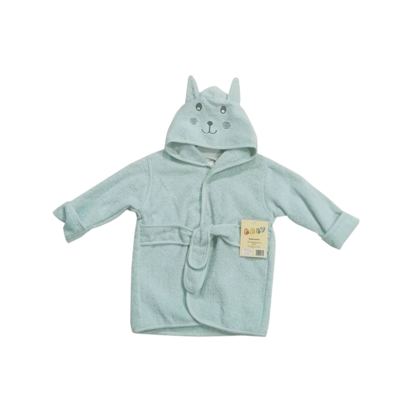 Frottée Baby Bademantel mit Tiergesicht » Morgenmantel & Kleinkinder Badetuch » 100% Baumwolle » mit Kapuze und Gürtel