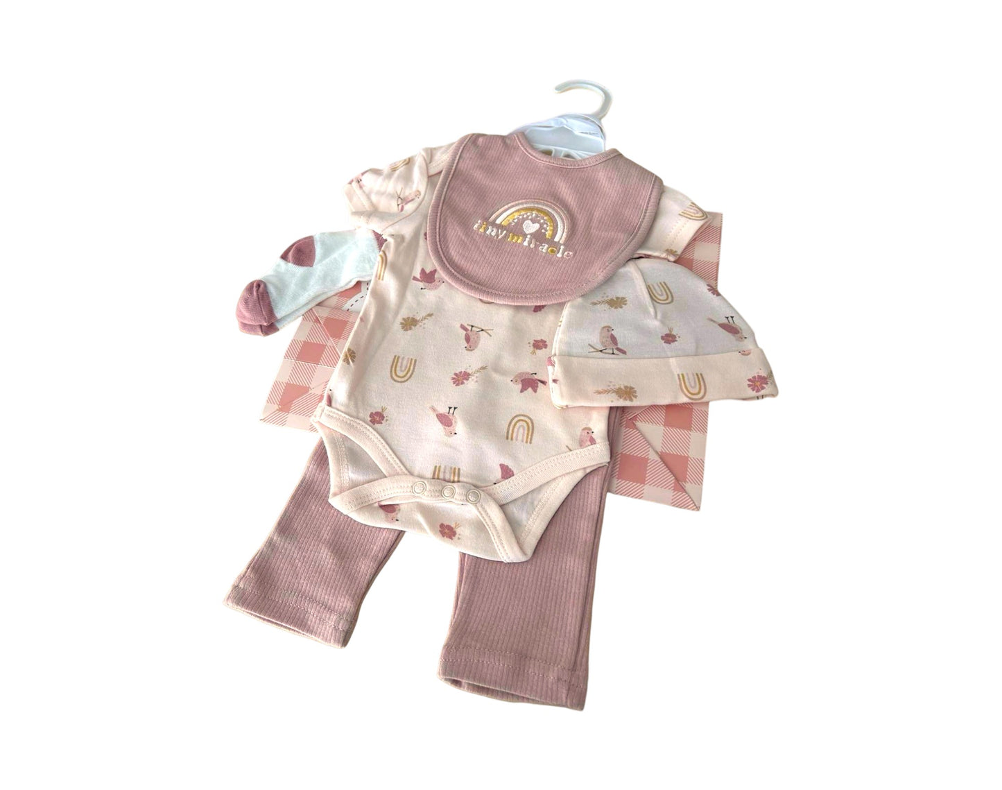 Baby Starter-Set » Geschenk Set aus Body, Hose, Lätzchen, Socken & Mütze » Geschenkidee für Babyparty » Baby Geschenk-Set für die Babyparty