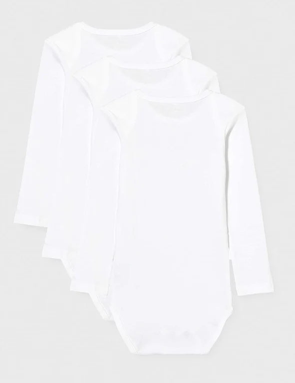 Neugeborenen Body Langarm » Baby Langarmbody Weiß » Wickelbody 3er Pack » Strampelanzug / Strampler