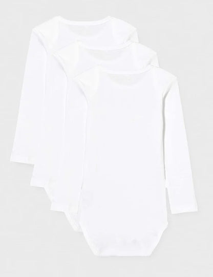 Neugeborenen Body Langarm » Baby Langarmbody Weiß » Wickelbody 3er Pack » Strampelanzug / Strampler