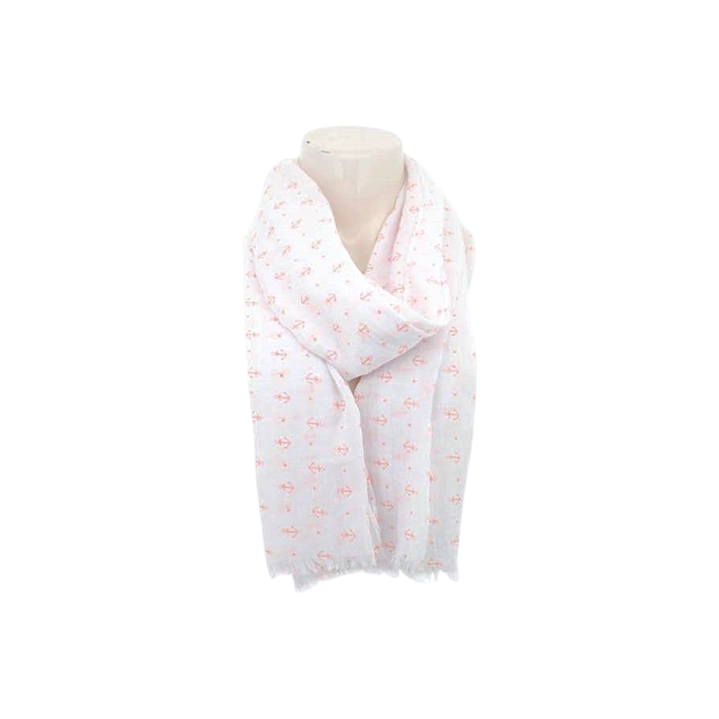 Sommer Damen Schal » Maritimes Design » leichter Sommerschal 180 x 70 cm » Halstuch mit Ankern » Damenschal weich & dünn