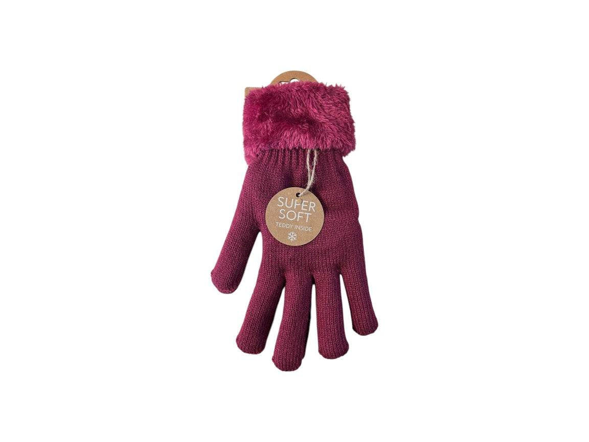 Gefütterte Damen Strickhandschuhe » Teddy Winterhandschuhe » Fingerhandschuhe Super Soft