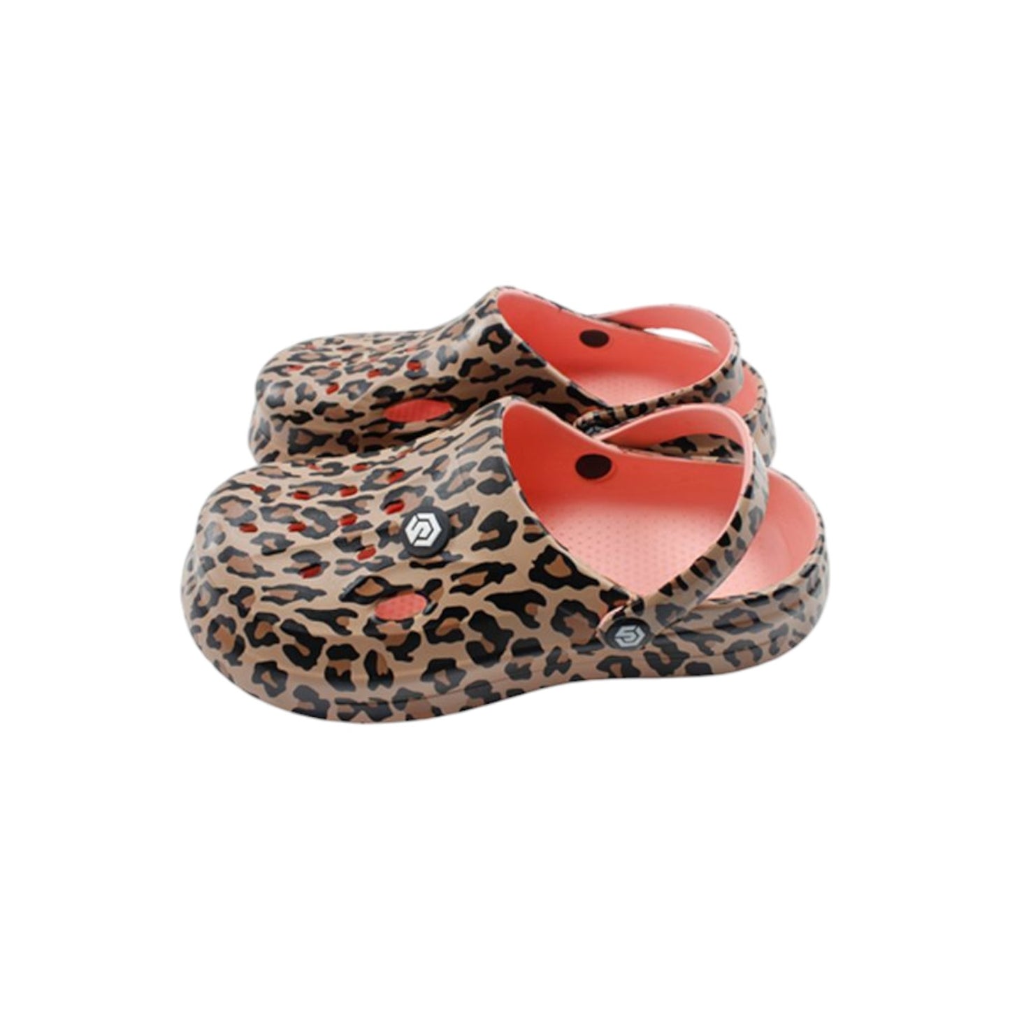 Damen Clogs Leo » günstige Damenschuhe » Clogs mit Leoparden-Muster » Sommer & Frühling Garten Schuhe mit Riemen und Cut-Outs
