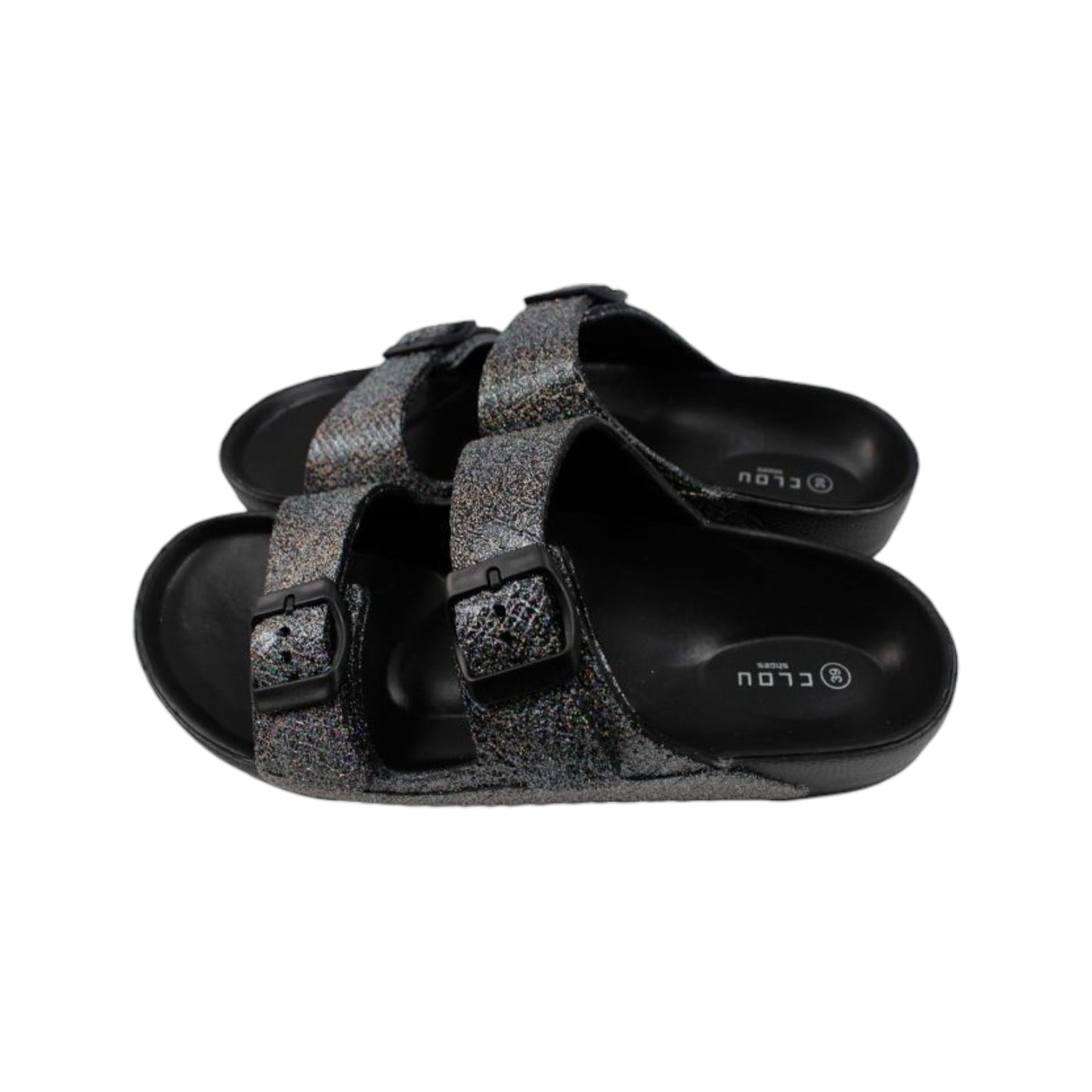 Damen Hausschuhe mit Schnallen » Badelatschen » Glitzer Badeschuhe » günstige Sandalen & Slipper