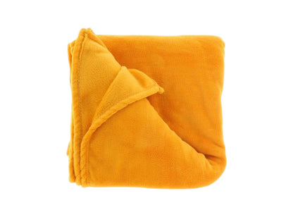 Teddy-Decke 150 x 200 cm » Kuscheldecke "Torvah" » Wohndecke strahlend gelb / mango » Couchdecke Teddy Fleece